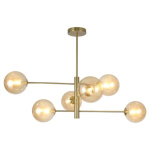 LAMPARA 6L.GALAXIA LATÓN AMBAR 6 X 28W G-9